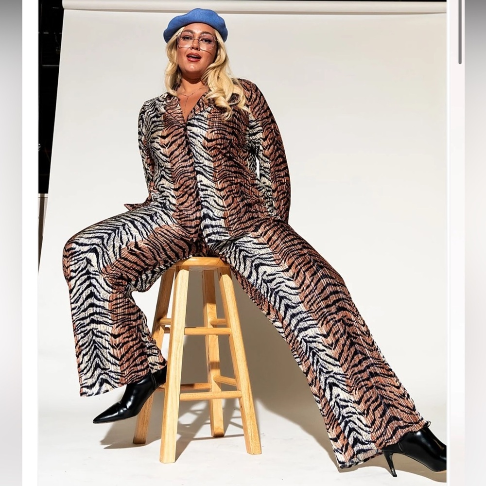 Dressed in LALA Zebra Print Wide Leg Jumpsuit